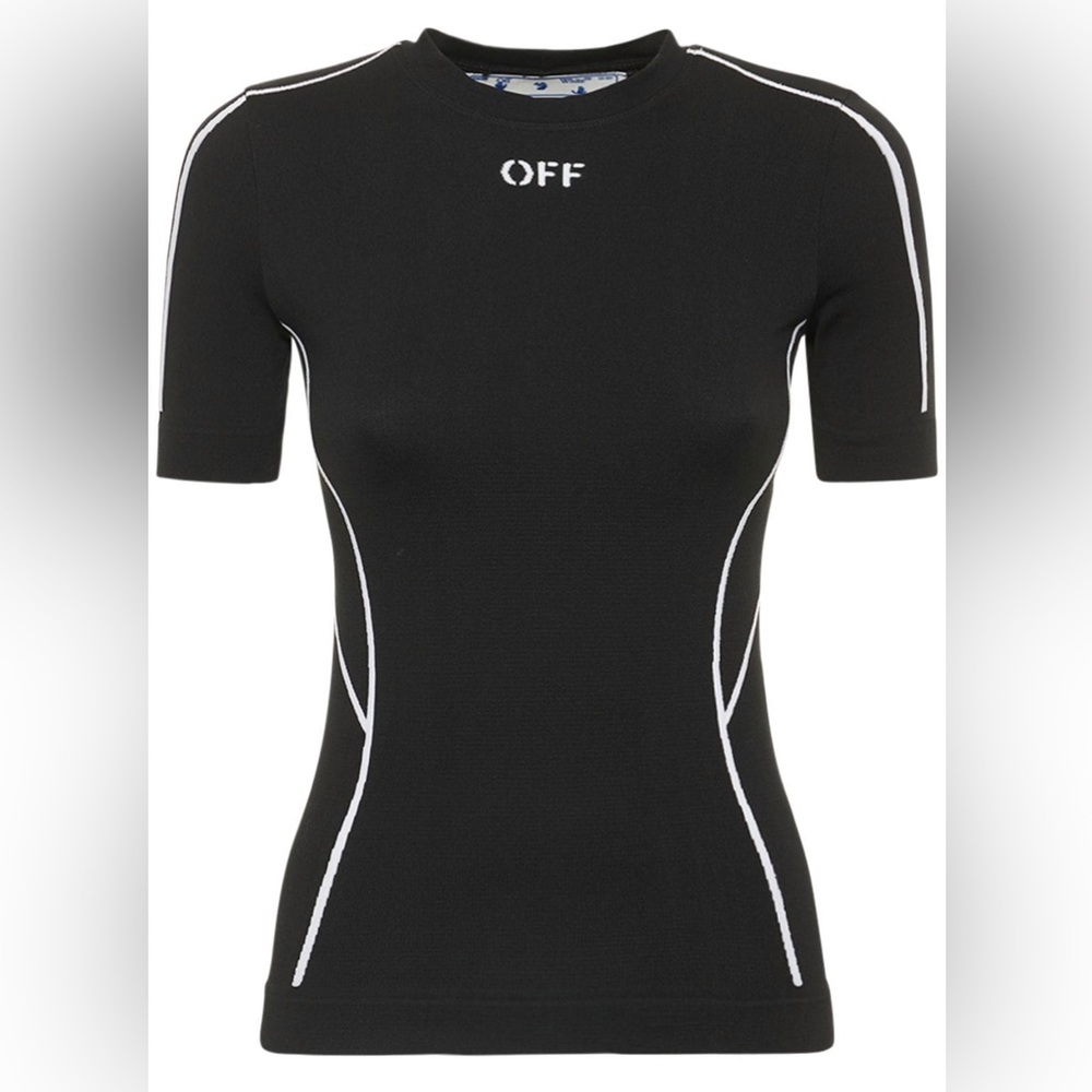 Off-White Rib Knit Logo Top